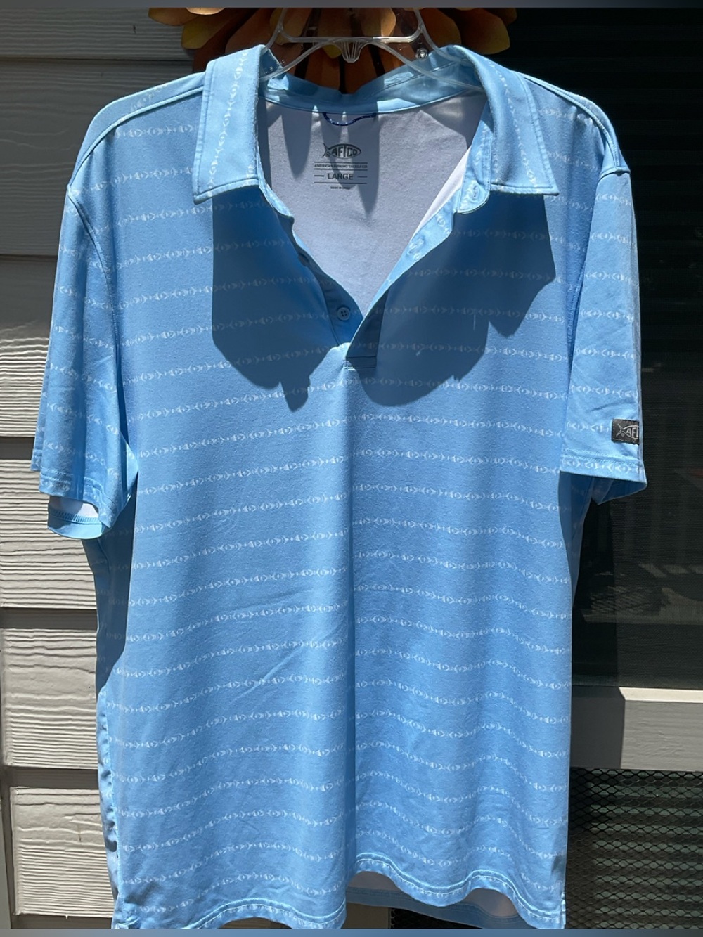 AFTCO Men's Light Blue Polo Shirt Size L